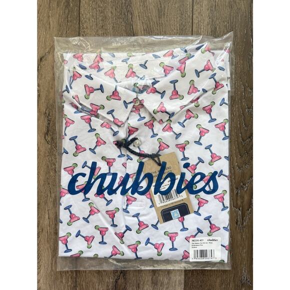 NEW Chubbies Performance Polo Shirt Mens Medium. The Shaken, Not Stirred -White - Picture 1 of 6